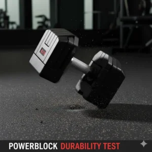 An image demonstrating the robust, heavy-duty construction of Bowflex dumbbells vs PowerBlock PowerBlock system during use.