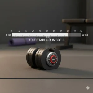 Visual representation of the wide weight range available with the single fast series dumbbell unit.