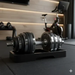 A high-end adjustable dumbbell system that can be quickly set to a maximum of 115 lb dumbbells, ideal for home gym users seeking heavy weights.