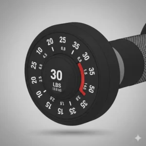 Close-up view of the precision weight selection dial on the mx55 adjustable dumbbells.