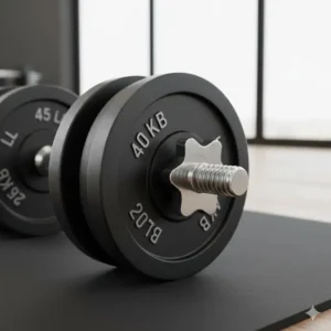 Close-up of the secure safety locking system on the adjustable dumbbell set 200 lbs for heavy training.