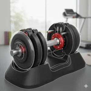 Diagram of the safety locking mechanism inside the matrix adjustable dumbbells structure.