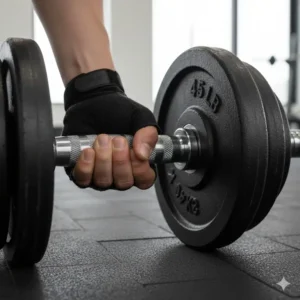 The ergonomic chrome handle and non-slip grip of a premium adjustable dumbbell set 200 lbs.