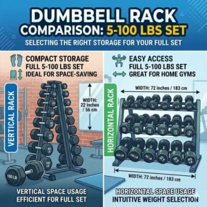 Illustration 5: Showing the difference between vertical and horizontal storage racks for dumbbells 5 100.
