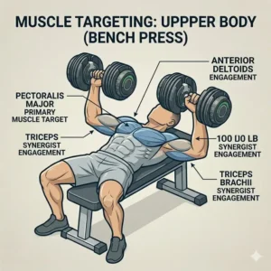 An illustration of a chest press workout using the heavy weight range of the dumbbell set 50 100.