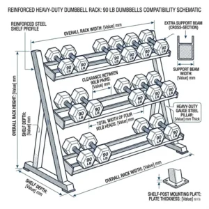 Comparison of different gym flooring types and their ability to support 90 pound dumbbells.
