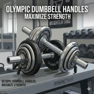 Two adjustable olympic dumbbell handles designed for standard 2-inch weight plates.