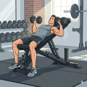 A 45-degree incline position shown on this heavy-duty adjustable bench for sale.