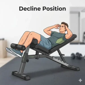 Performing core exercises using the decline setting on an adjustable bench for sale.