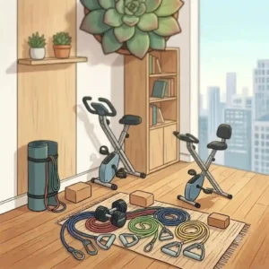 Examples of apartment exercise equipment that are easy to store and move around.