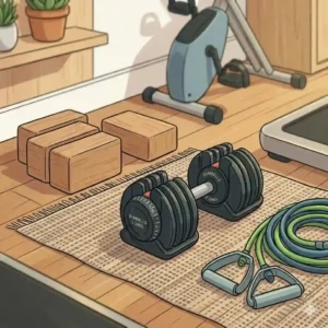 Showcasing trendy and durable apartment exercise equipment suitable for home workouts.